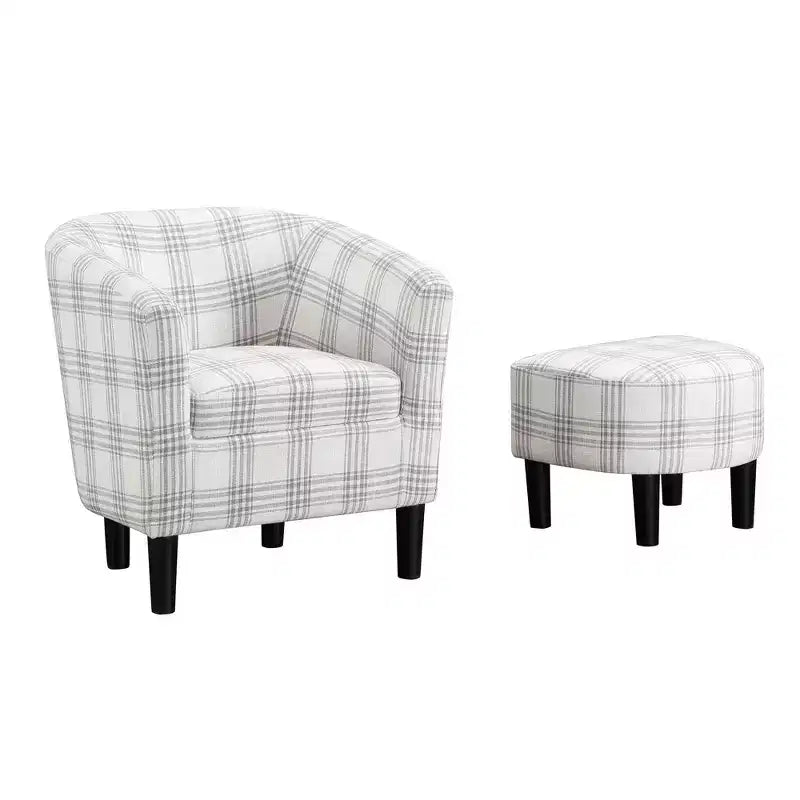Breighton Home Prendete Posto Poltrona Accent Churchill con Ottomana in Plaid Grigio