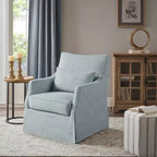 London Skirted Swivel Chair Light Blue - Martha Stewart: Upholstered, 360-Degree Rotation, No Assembly Required