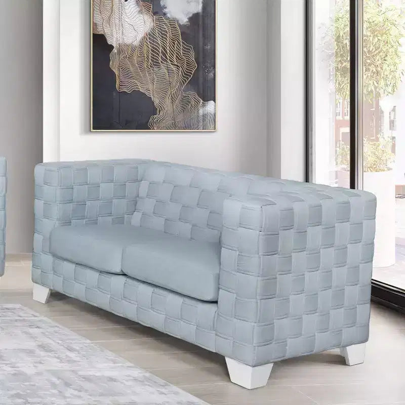 Divano Saree Acme Furniture 85" ciniglia teal chiaro/finitura bianca