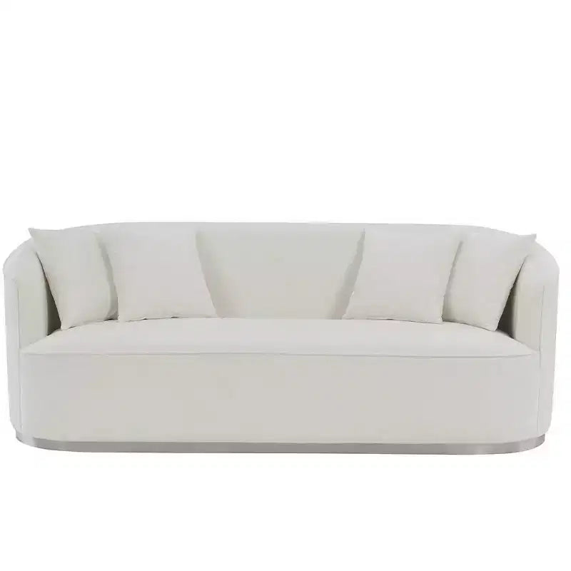 Acme Furniture 83" Odette Sofa Beige Velvet: Luxurious Upholstered, Wood Frame, Includes 4 Accent Pillows