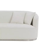 Divano Odette Acme Furniture 83" in Velluto Beige: Lussuoso Rivestito, Struttura in Legno, Include 4 Cuscini Decorativi