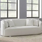 Divano Odette Acme Furniture 83" in Velluto Beige: Lussuoso Rivestito, Struttura in Legno, Include 4 Cuscini Decorativi