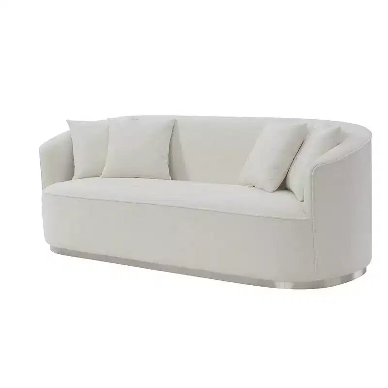 Divano Odette Acme Furniture 83" in Velluto Beige: Lussuoso Rivestito, Struttura in Legno, Include 4 Cuscini Decorativi