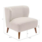 Comfort Pointe Poltrona accento Vesper Bouclé bianco latte: senza braccioli, a pozzetto, gambe in legno, cuscino in schiuma
