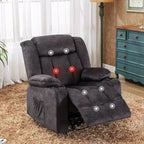 COMHOMA Massage Side Lever Recliner Chair Heated Rocker 360 Swiveling Sofa Gray