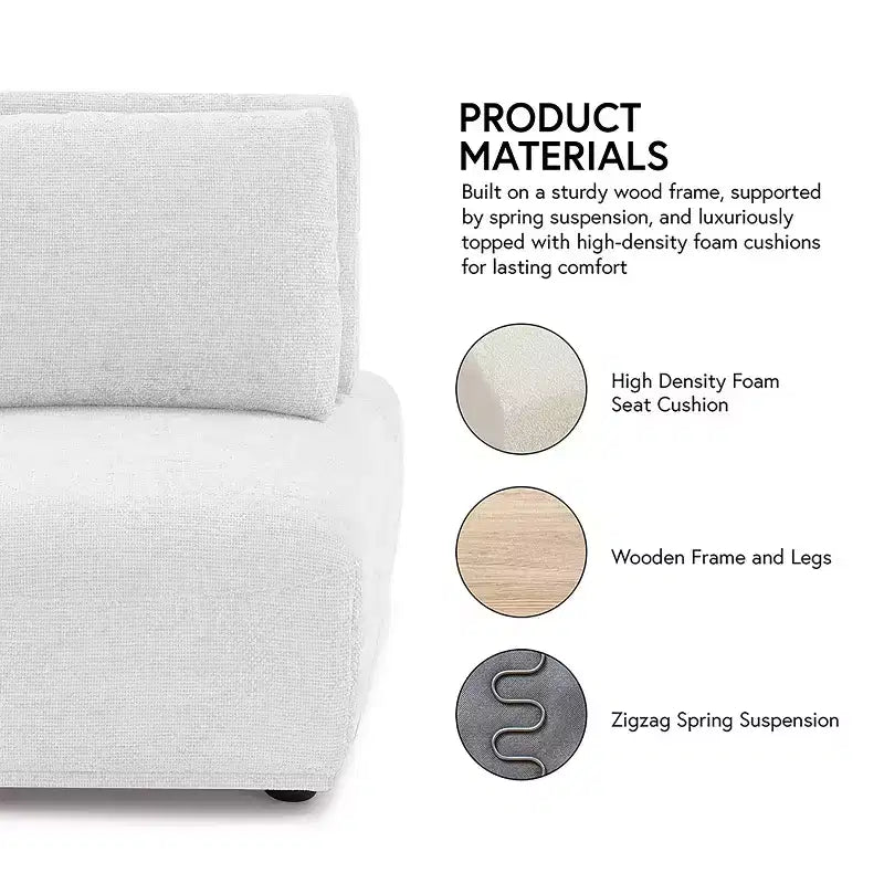 HOMES: Inside + Out Poltrona modulare moderna senza braccioli Povoa in Boucle con schienale estensibile Beige