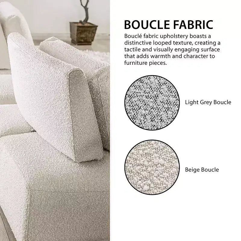 HOMES: Inside + Out Poltrona modulare moderna senza braccioli Povoa in Boucle con schienale estensibile Beige