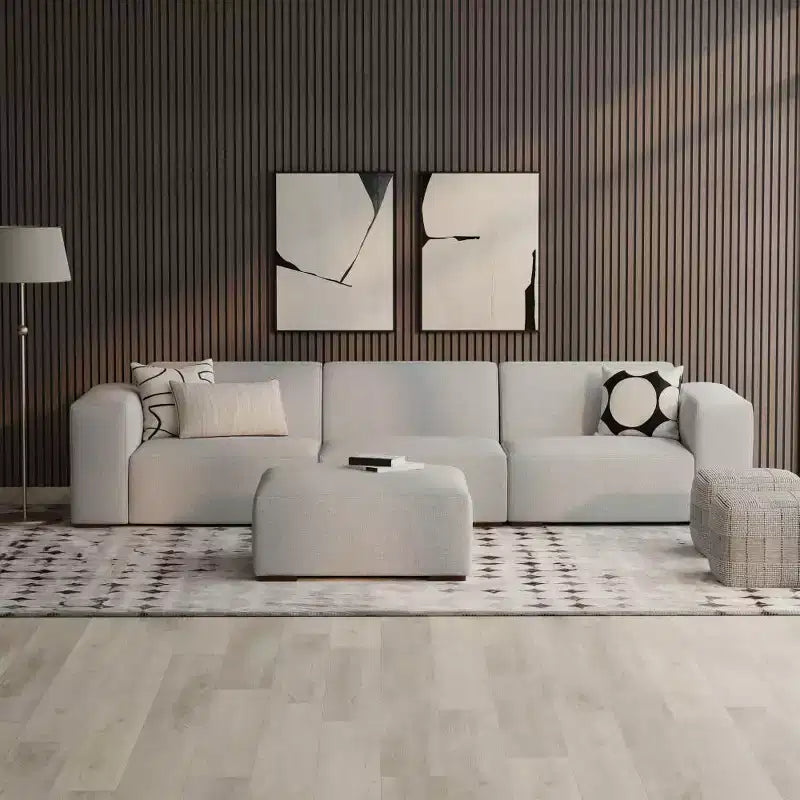 Divano a 3 posti con pouf WyndenHall Biggs grigio chiaro