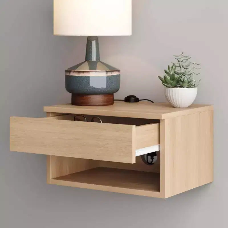 Nathan James Set di 2 comodini sospesi Jackson, rovere chiaro