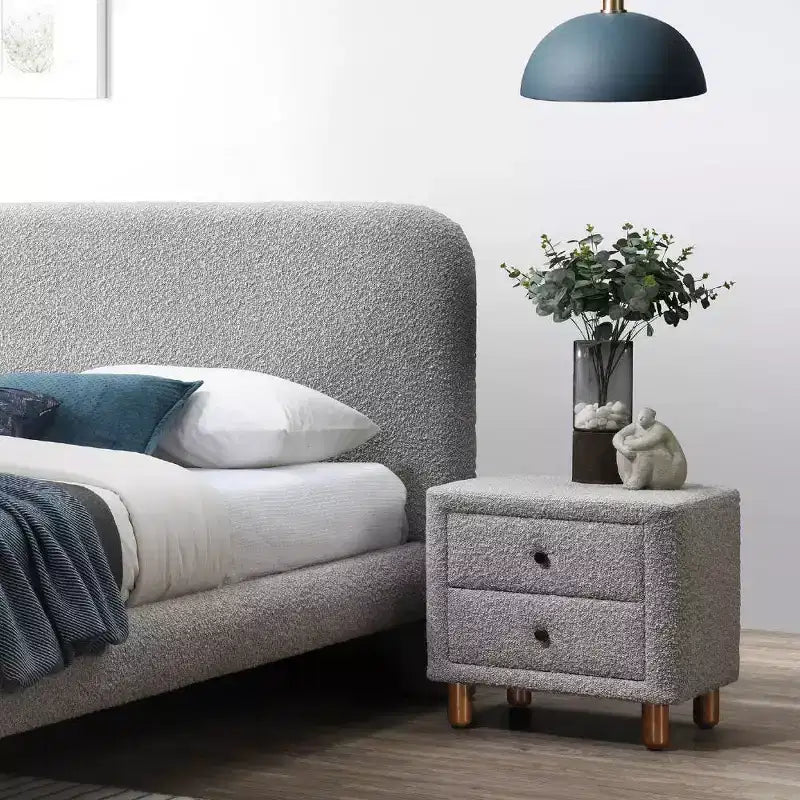 Comodini Cleo 20" in boucle grigio - Acme Furniture