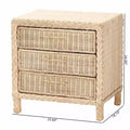 bali & pari Lanica Rattan 3 Drawer Nightstand Pale Brown