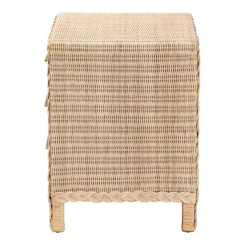 Bali & Pari Lanica Comodino a 3 cassetti in rattan, marrone chiaro