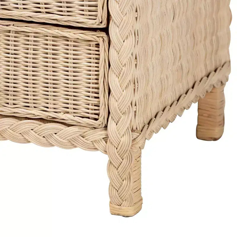 Bali & Pari Lanica Comodino a 3 cassetti in rattan, marrone chiaro