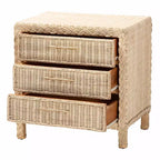 Bali & Pari Lanica Comodino a 3 cassetti in rattan, marrone chiaro
