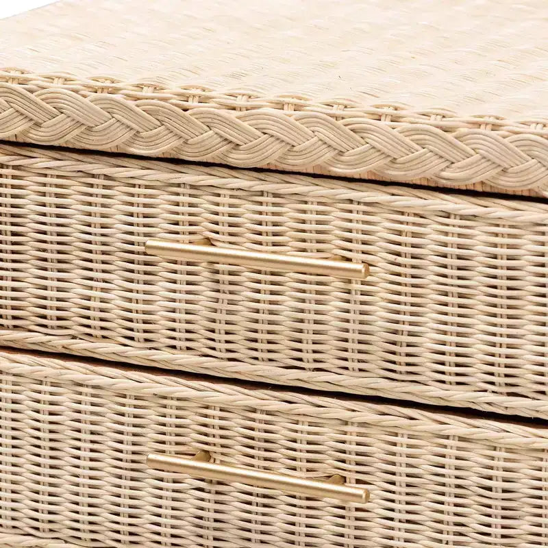 Bali & Pari Lanica Comodino a 3 cassetti in rattan, marrone chiaro