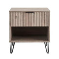 Manhattan Comfort Dumbo Nightstand with Drawer Rustic Gray: Modern Design, Metal Legs, Soft Close