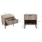 Manhattan Comfort Dumbo Comodino con Cassetto Grigio Rustico: Design Moderno, Gambe in Metallo, Chiusura Ammortizzata