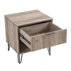 Manhattan Comfort Dumbo Comodino con Cassetto Grigio Rustico: Design Moderno, Gambe in Metallo, Chiusura Ammortizzata