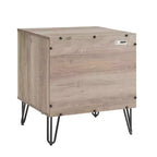 Manhattan Comfort Dumbo Comodino con Cassetto Grigio Rustico: Design Moderno, Gambe in Metallo, Chiusura Ammortizzata
