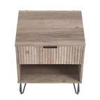 Manhattan Comfort Dumbo Comodino con Cassetto Grigio Rustico: Design Moderno, Gambe in Metallo, Chiusura Ammortizzata