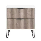 Manhattan Comfort Dumbo 2 Drawer Nightstand White/Rustic Gray: Modern Bedside Table with Metal Glides, MDF Frame