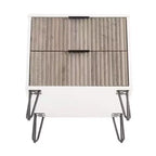 Manhattan Comfort Dumbo Comodino 2 Cassetti Bianco/Grigio Rustico: Comodino Moderno con Guide Metalliche, Struttura in MDF