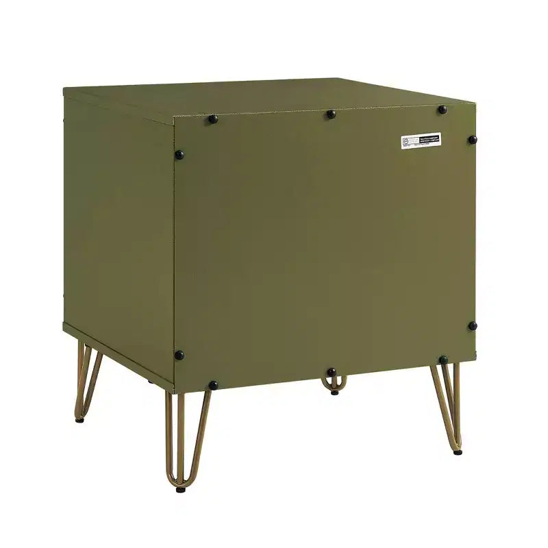 Manhattan Comfort Dumbo Comodino con Cassetto Verde Oliva: Moderno Comodino in MDF, Guide in Metallo, Ripiano Contenitore