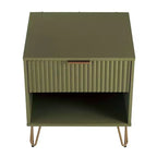 Manhattan Comfort Dumbo Comodino con Cassetto Verde Oliva: Moderno Comodino in MDF, Guide in Metallo, Ripiano Contenitore