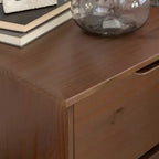 Pensy Comodino a 2 Cassetti in Legno Massello Stile Mid-Century Modern, Noce - Powell