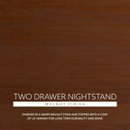 Pensy Comodino a 2 Cassetti in Legno Massello Stile Mid-Century Modern, Noce - Powell