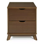 Pensy Comodino a 2 Cassetti in Legno Massello Stile Mid-Century Modern, Noce - Powell