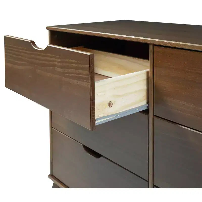 Pensy Comodino a 2 Cassetti in Legno Massello Stile Mid-Century Modern, Noce - Powell
