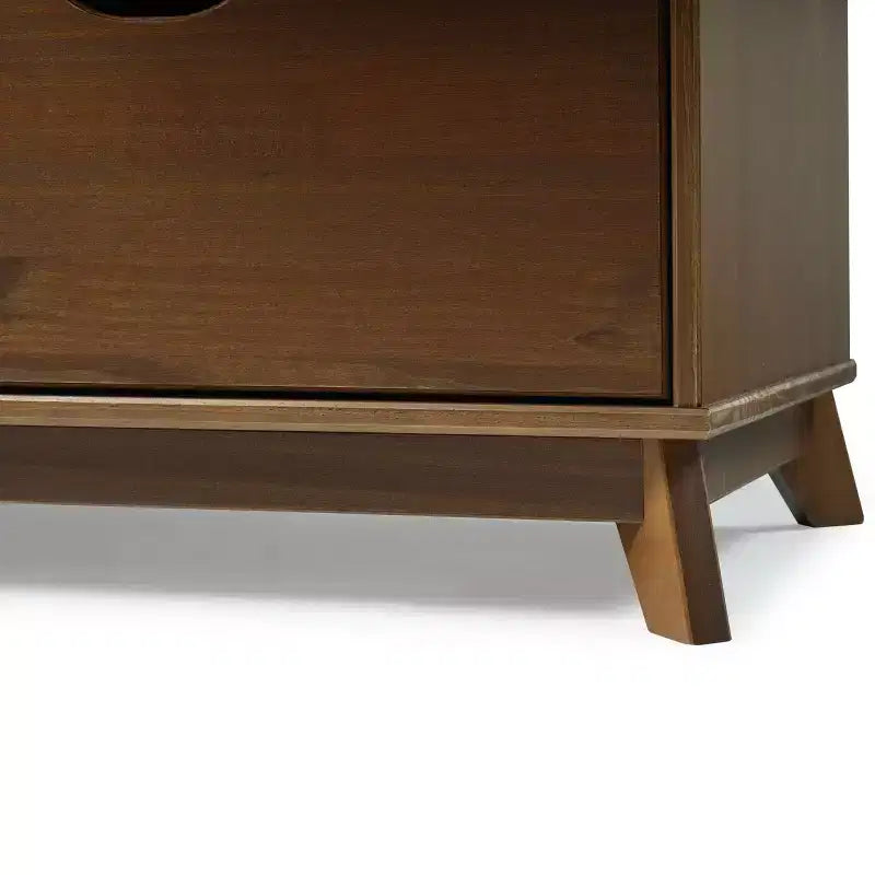 Pensy Comodino a 2 Cassetti in Legno Massello Stile Mid-Century Modern, Noce - Powell