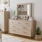 HOMES: Inside + Out 2pc Neovesi Dresser and Mirror Boho 7 Drawer Oak
