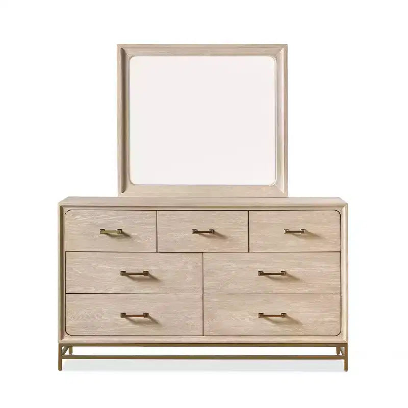HOMES: Inside + Out Comò e specchio Neovesi 2pz Stile Boho 7 cassetti Rovere