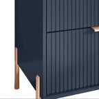 Comodini Festivo 3 pezzi con 3 cassetti Modern Elegance e cassettiera a 5 cassetti, colore blu navy