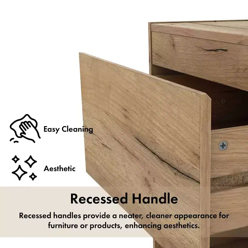 HOMES: Inside + Out Comodino Wellsgate Moderno a 1 Cassetto con Prese di Corrente Quercia Chiara