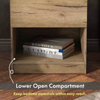 HOMES: Inside + Out Comodino Wellsgate Moderno a 1 Cassetto con Prese di Corrente Quercia Chiara