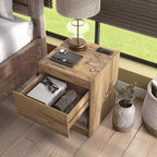 HOMES: Inside + Out Comodino Wellsgate Moderno a 1 Cassetto con Prese di Corrente Quercia Chiara