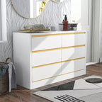 24/7 Shop At Home Windsong Modern 6 Drawer Dresser: Faux Gold Trim, Easy-Glide Storage