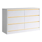 Comò 24/7 Shop At Home Windsong Modern a 6 cassetti: profilo in finto oro, cassetti scorrevoli