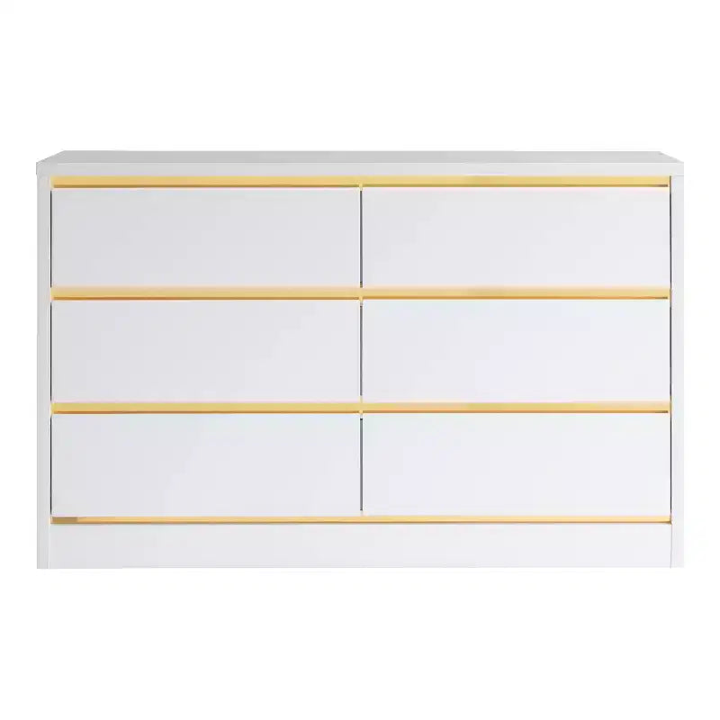 Comò 24/7 Shop At Home Windsong Modern a 6 cassetti: profilo in finto oro, cassetti scorrevoli