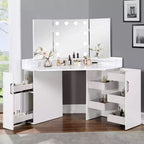 HOMES: Inside + Out Tavolo da Trucco Angolare Fireheart con Specchio e Luci Glamour Bianche