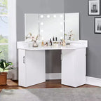 HOMES: Inside + Out Tavolo da Trucco Angolare Fireheart con Specchio e Luci Glamour Bianche