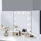 HOMES: Inside + Out Tavolo da Trucco Angolare Fireheart con Specchio e Luci Glamour Bianche