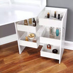 HOMES: Inside + Out Tavolo da Trucco Angolare Fireheart con Specchio e Luci Glamour Bianche