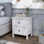 Comodino Fichte a 2 cassetti in finto marmo Bianco - miBasics