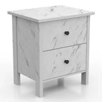 Comodino Fichte a 2 cassetti in finto marmo Bianco - miBasics