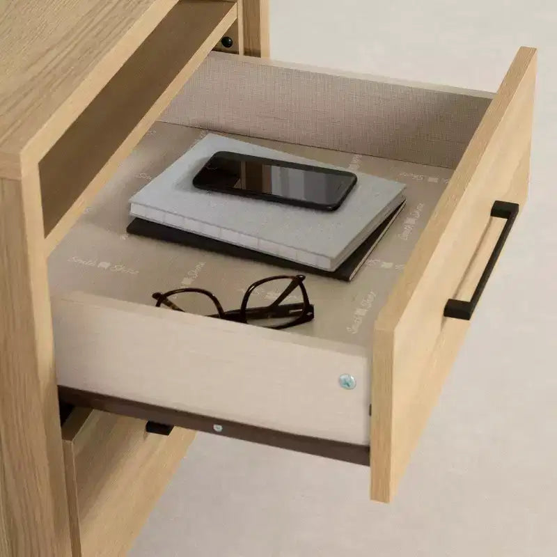Comodino South Shore Gravity con 2 cassetti, frassino naturale