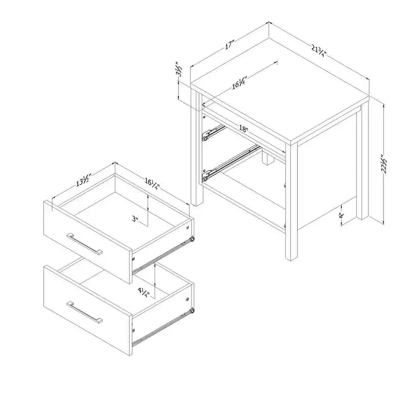 Comodino South Shore Gravity con 2 cassetti, frassino naturale